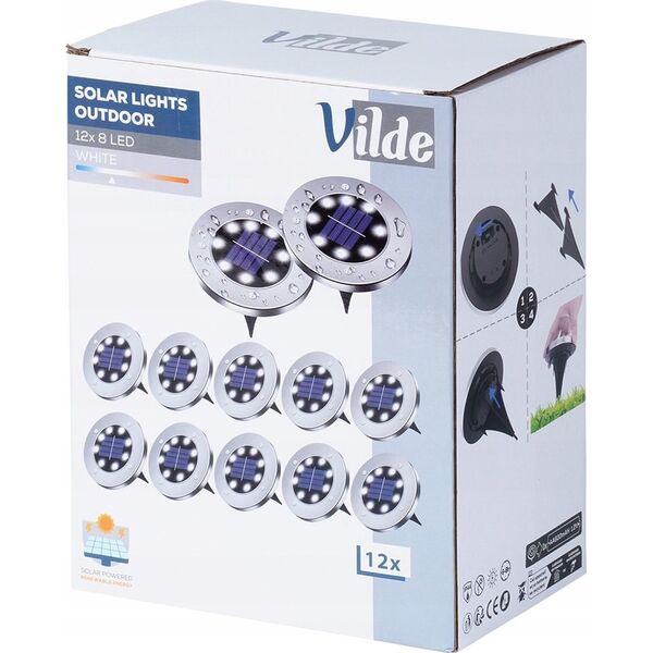 Vilde Lampki Ogrodowe Solarne LED Stalowe Wbijane VILDE 11,5 cm 12 szt.