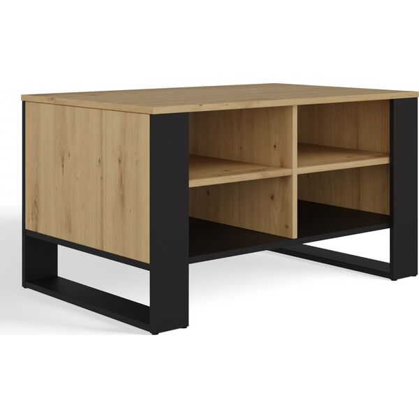 Topeshop STOLIK KAWOWY ŁAWA MODERN 4P DĄB ARTISAN CZERŃ