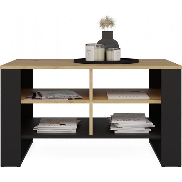Topeshop STOLIK KAWOWY ŁAWA MODERN 4P DĄB ARTISAN CZERŃ
