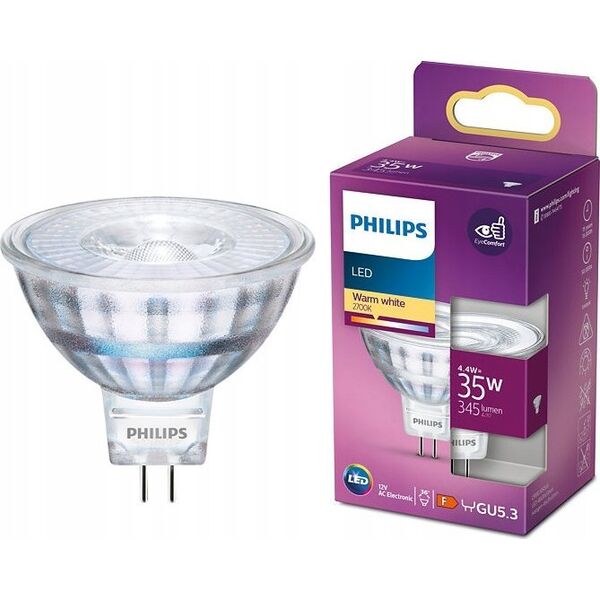 Philips Philips 8719514307629, 4.4 W, 35 W, GU5.3, 345 lm, 15000 h, Warm white