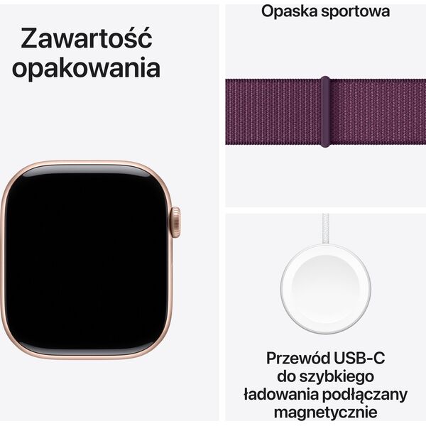 Smartwatch Apple Watch 10 GPS 42mm Rose Gold Alu Sport Loop Fioletowy