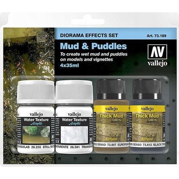 Vallejo Vallejo: 73.189 - Diorama Effects Set - Mud & Puddles (4 x 35 ml)
