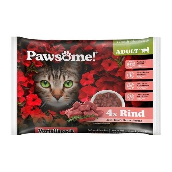 Pawsome Pawsome Adult Rind - wołowina saszetki 4x85g