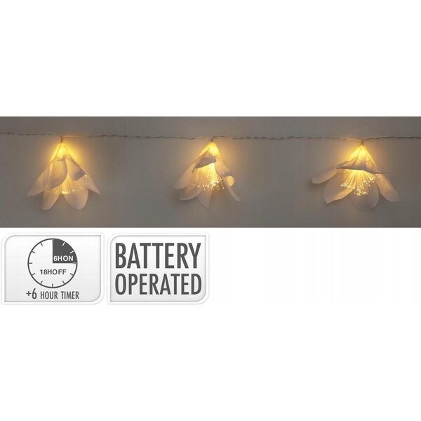 Lampki choinkowe Christmas decoration LAMPKI DRUCIKI NA BATERIE GIRLANDA 20 LED KWIATY CIEPŁY BIAŁY