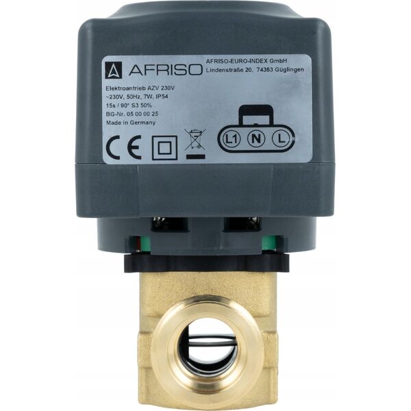 Afriso Zawór 2-drogowy strefowy AZV 453, DN20, G1", Kvs 10, 230 V AC, NO