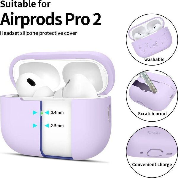 Tech-Protect Etui APPLE AIRPODS PRO 1 / 2 Tech-Protect Silicone lawendowe