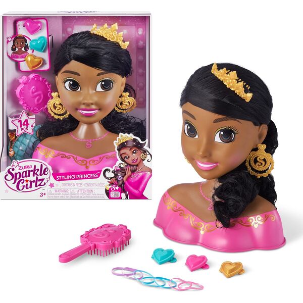 Sparkle Girlz SPARKLE GIRLZ styling head, dark haired doll, 100499