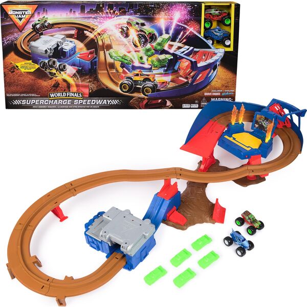 Monster Jam MONSTER JAM launch track with two vehicles Supercharge Speedway, 6071089