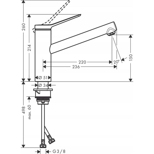 Bateria kuchenna Hansgrohe Sink faucet Hansgrohe Zesis M33, 74802800, stainless steel