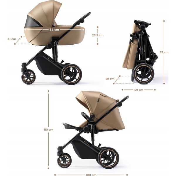 Wózek KinderKraft KINDERKRAFT stroller 3in1 PRIME 2 3IN1 MINK PRO SANDROSE BEIGE, KSPRIM02BEG300I
