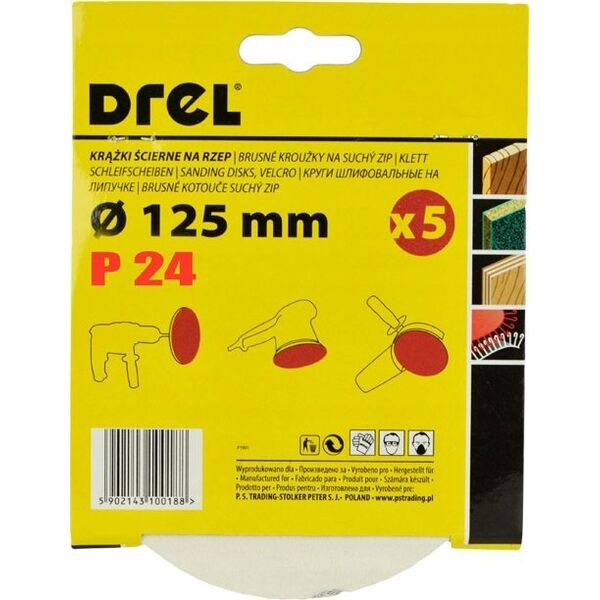 Drel Sticky, round sandpaper. Nov. P24, 5 pcs.