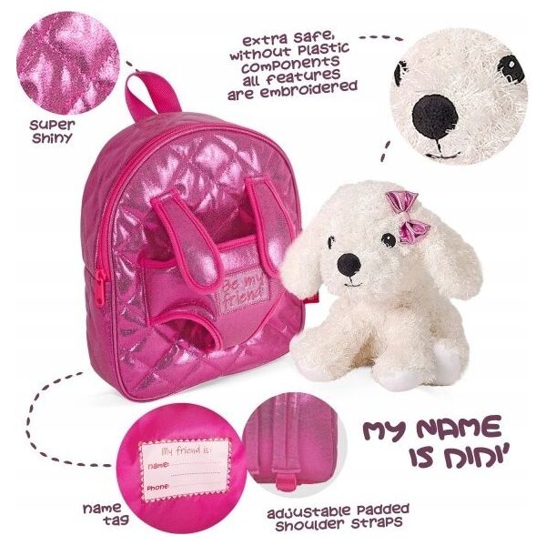 Perletti PERLETTI mini backpack with removable plush Paris puppies, 13080