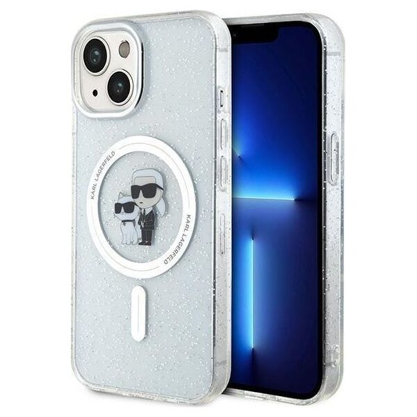 Karl Lagerfeld Karl Lagerfeld KLHMP15MHGKCNOT iPhone 15 Plus / 14 Plus 6.7" transparent hardcase Karl&Choupette Glitter MagSafe