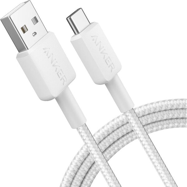 Kabel USB Anker Anker 322 USB-A to USB-C Cable Nylon, 1.8M, Baltas | Anker