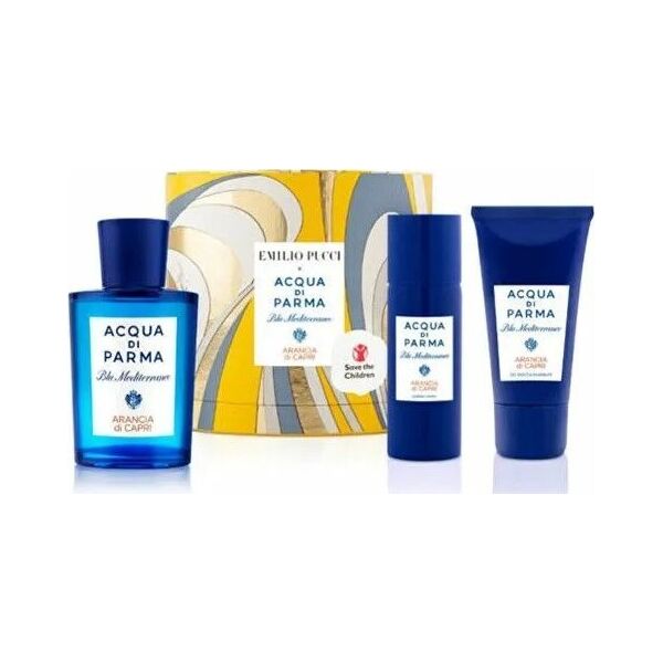Acqua Di Parma Set Acqua di Parma: Blu Mediterraneo Arancia di Capri, Eau De Toilette, Unisex, 75 ml + Blu Mediterraneo Arancia di Capri, Body Lotion, All Over The Body, 50 ml + Blu Mediterraneo Arancia di Capri, Cleansing, Shower Gel, For All Skin Types