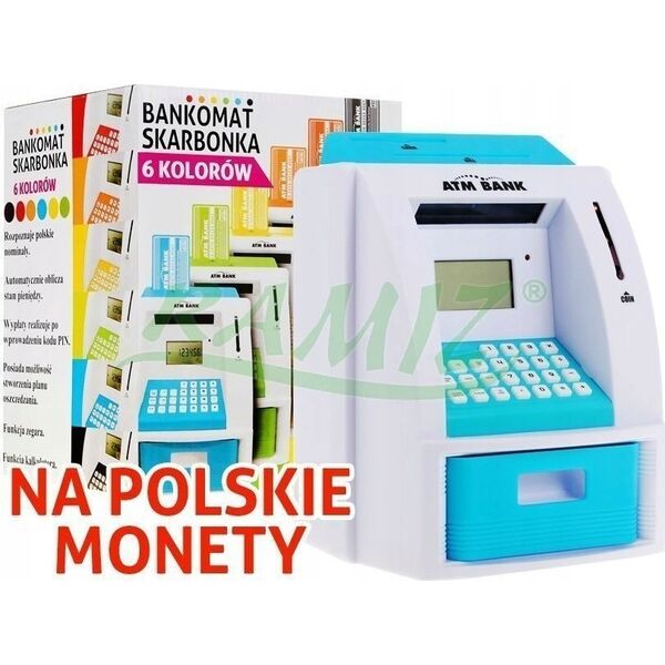 Ramiz Bankomat skarbonka dla dzieci 3+ niebieski Interaktywne funkcje + Karta bankomatowa
