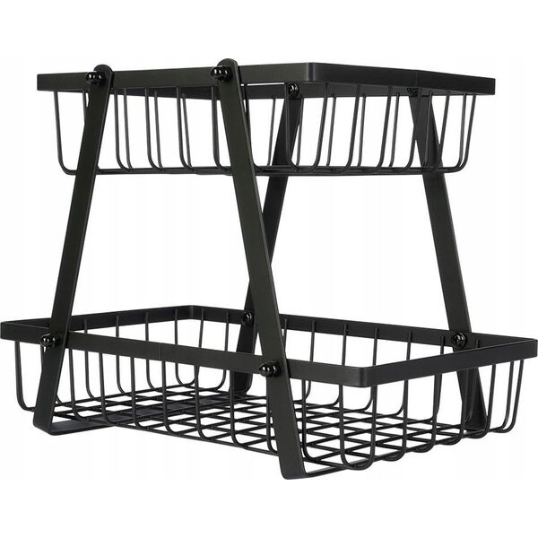 Vilde Koszyk na Owoce Warzywa 2-Poziomowy Metalowy Czarny VILDE 28 x 17,5 x 21 cm