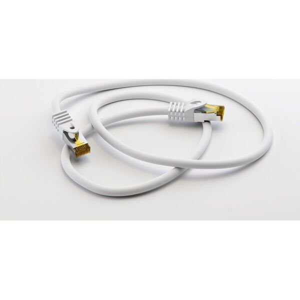 Goobay RJ45 patchkabel, CAT 6A S/FTP (PiMF), 500 MHz z CAT 7 kable surowym, biały - Długość kabla 1.5 m
