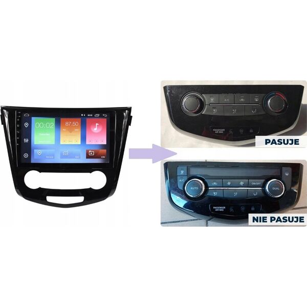 Radio samochodowe RADIO NAWIGACJA GPS NISSAN QASHQAI 2, X-TRAIL 2014+ ANDROID klima manualna