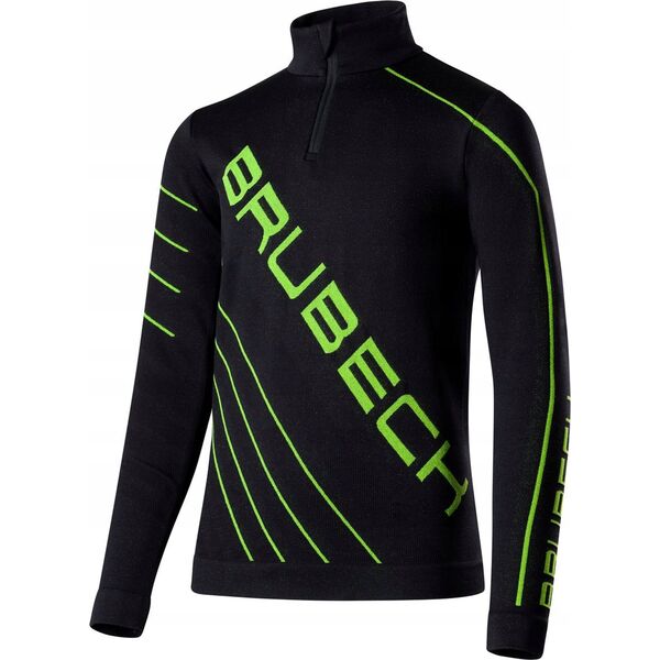 Brubeck LS1636J Bluza piłkarska z krótkim ekspresem DRY JUNIOR czarny/neonowy 152/158