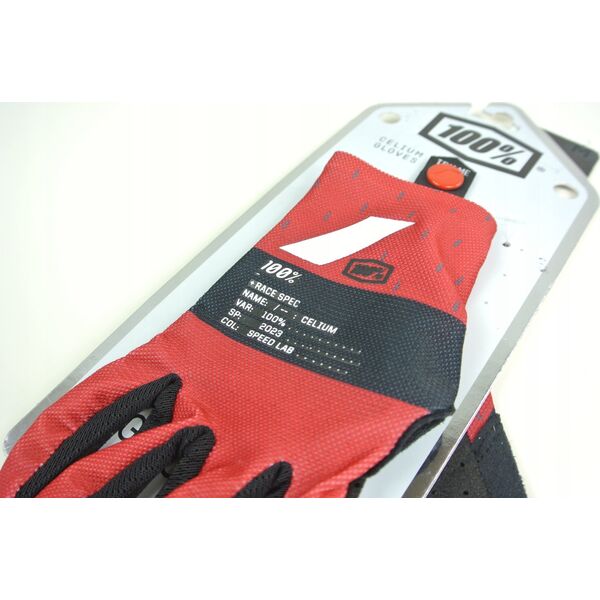 100% Rękawiczki 100% CELIUM Gloves Red - M (długość dłoni 187-193 mm) (NEW 2023)