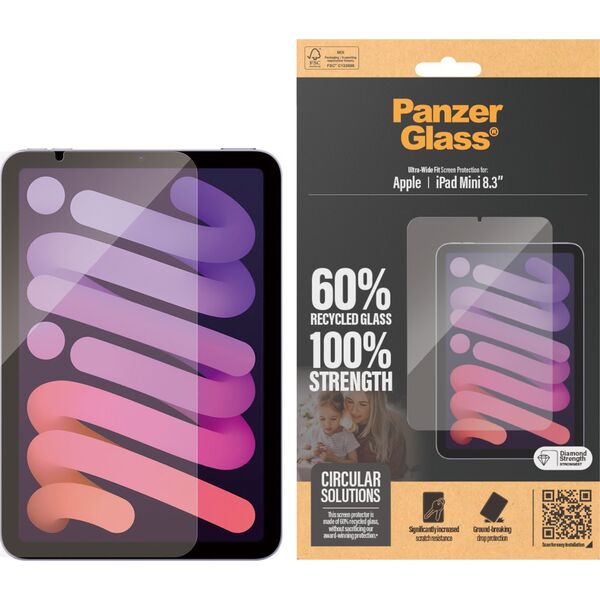 PanzerGlass Panzer Glass Apsauginis stiklas planšetei Apple iPad Mini 8.3 (6GEN) PanzerGlass Ultra-Wide Fit Screen Protection 2842