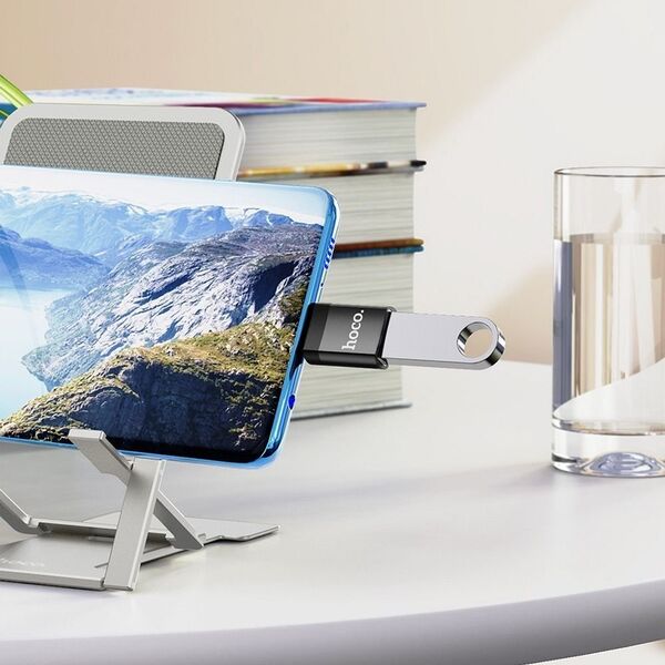 Hoco HOCO ADAPTER OTG ZE ZŁĄCZA TYP C DO USB A (ŻEŃSKI) UA17 CZARNY