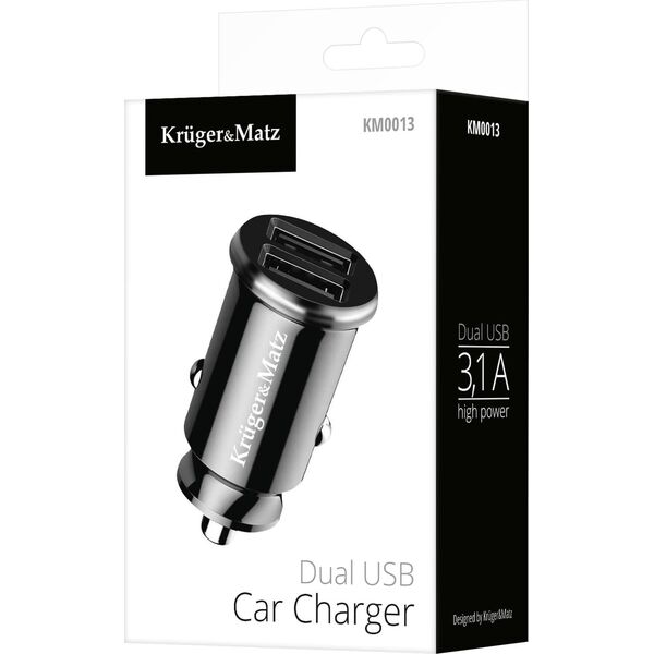 Ładowarka Kruger&Matz Ładowarka samochodowa Kruger&amp|Matz dual USB 3100 mA z funkcją Quick Charge 3.0