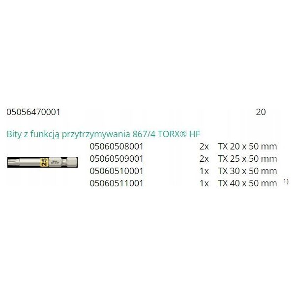 Wera ZESTAW BIT-CHECK 6 TX UNIVERSAL 1, 6CZ.