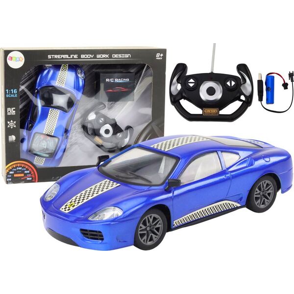 LeanToys Auto Zdalnie Sterowane RC 1:16 Światła Niebieski