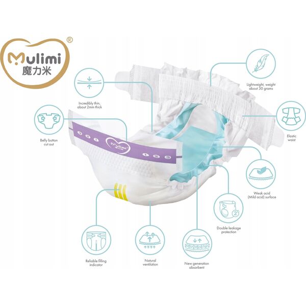 MULIMI Pieluchy MULIMI diapers L, 9-14kg, 40 pcs