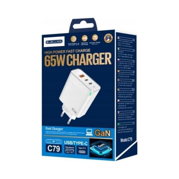 Ładowarka Jellico JELLICO ładowarka sieciowa C79 GaN PD 65W 2xUSB-C + 1xUSB QC3.0 Biały