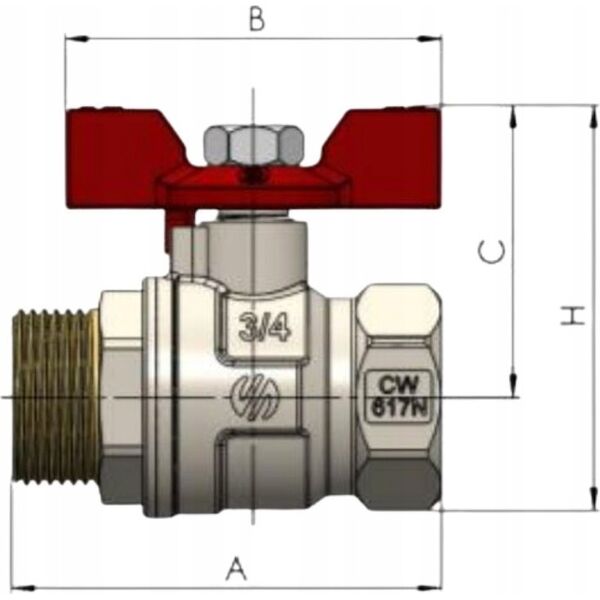 Arco BALL VALVE BUTERFLY HAND 1MF