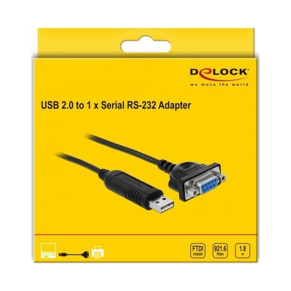 Adapter USB Delock Delock Adapter USB 2.0 Typ-A zu 1 x Seriell RS-232 DB9
