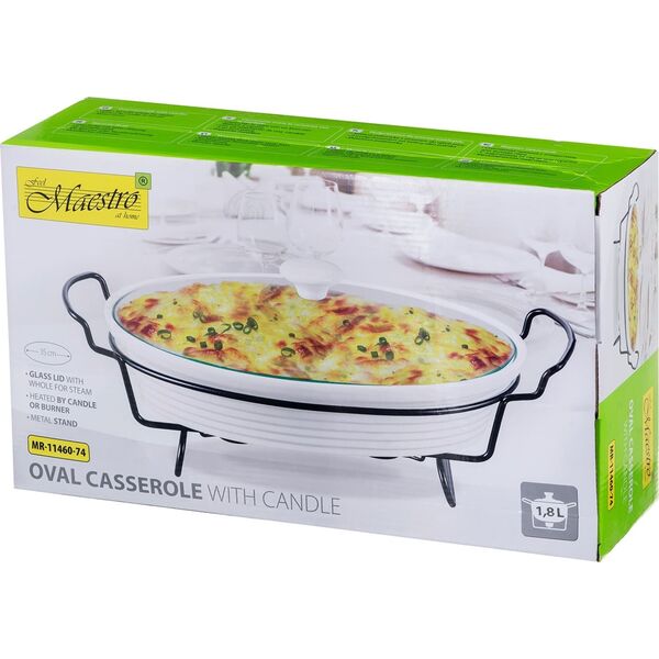 Maestro NACZYNIE ŻAROODPORNE 2.2L Z POKRYWKĄ I PODGRZEWACZEM MAESTRO MR-11460-74
