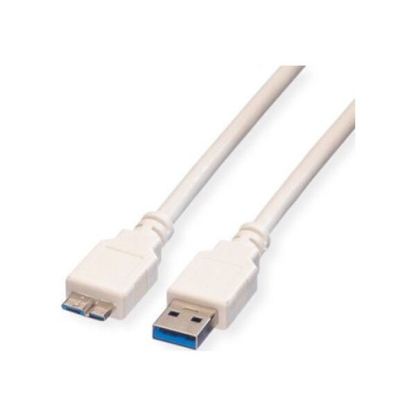 Kabel USB Value Kabel VALUE USB 3.2 Gen 1, typ, A M - Micro B M, biały, 2 m