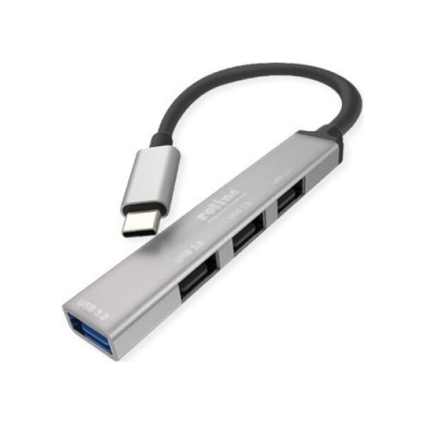 HUB USB Roline Koncentrator ROLINE USB 3.2 Gen 1, 4-kierunkowy, kabel połączeniowy typu C