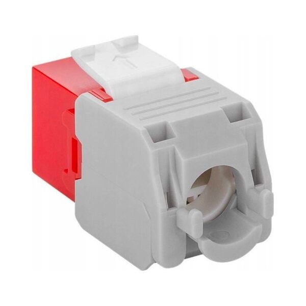 Goobay CAT 6A gniazdo Keystone RJ45, UTP, 500 MHz - Wersja kolorystyczna Czerwony
