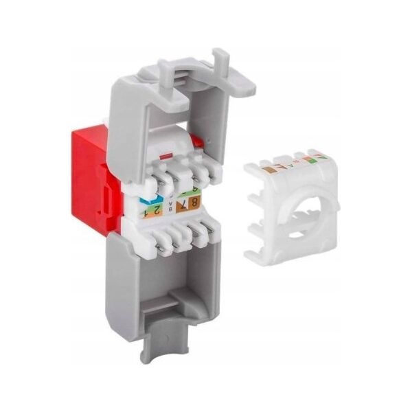 Goobay CAT 6A gniazdo Keystone RJ45, UTP, 500 MHz - Wersja kolorystyczna Czerwony