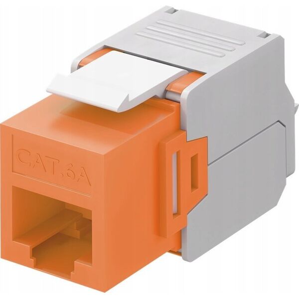 Goobay CAT 6A gniazdo Keystone RJ45, UTP, 500 MHz - Wersja kolorystyczna Pomarańczowy