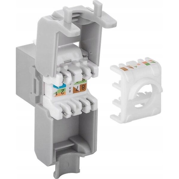 Goobay CAT 6A gniazdo Keystone RJ45, UTP, 500 MHz - Wersja kolorystyczna Jasnoszary