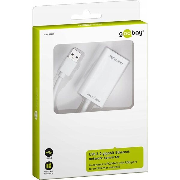 Karta sieciowa Goobay Konwerter sieciowy USB 3.0 Gigabit Ethernet