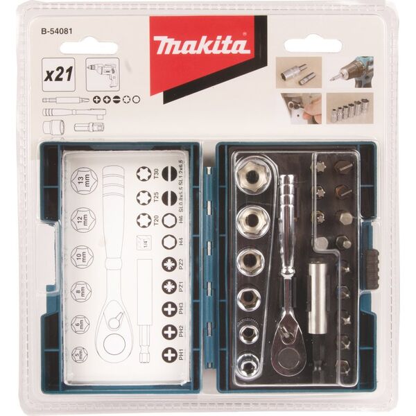 Makita Makita B-54081 Ratchet + Bit Set