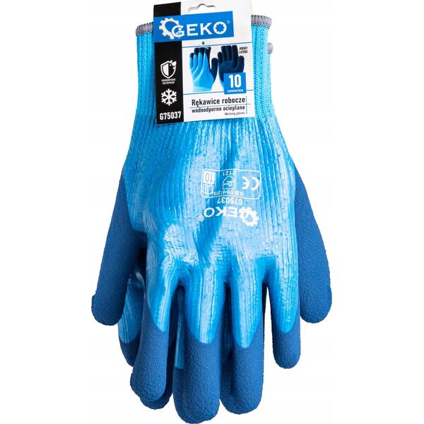 Geko Rękawice robocze wodoodporne ocieplane r. 10 /jersey – lateks/ (12/120)