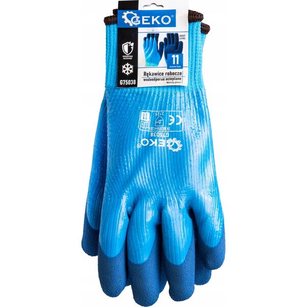 Geko Rękawice robocze wodoodporne ocieplane r. 11 /jersey – lateks/ (12/120)