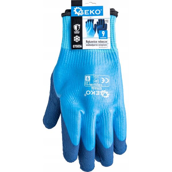 Geko Rękawice robocze wodoodporne ocieplane r. 9 /jersey – lateks/ (12/120)
