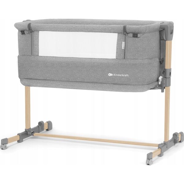 KinderKraft Kinderkraft Baby cot NESTE GROW light grey full wood KCNEGR00LGR000W