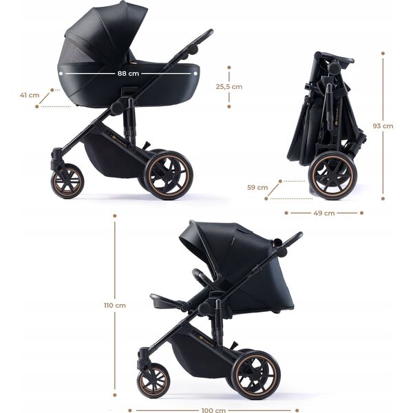 Wózek KinderKraft KINDERKRAFT stroller 3in1 PRIME 2 3IN1 MINK PRO VENEZIAN BLACK, KSPRIM02BLK300I
