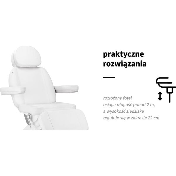 Activeshop Elektryczny fotel kosmetyczny SILLON Luxury 3 silniki biały sterowanie nożne