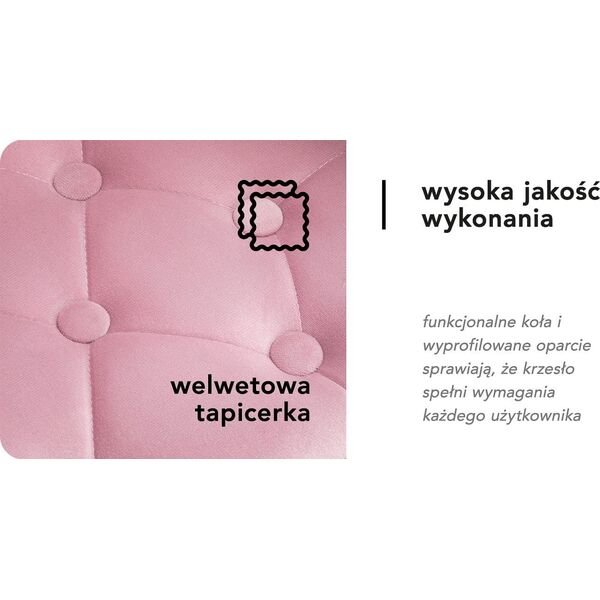 Activeshop 4Rico Krzesło obrotowe QS-OF213G aksamit różowe
